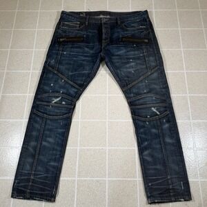 Cult of Individuality Men 42x34 Greaser Moto Japanese Selvedge Distressed Jeans